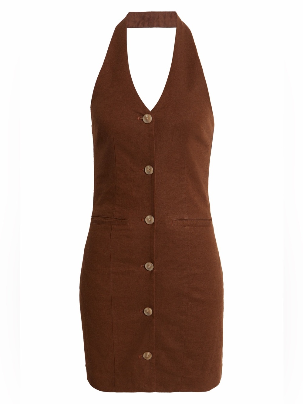 Open Edit Halter Linen Blend Minidress NWT - Picture 2 of 7